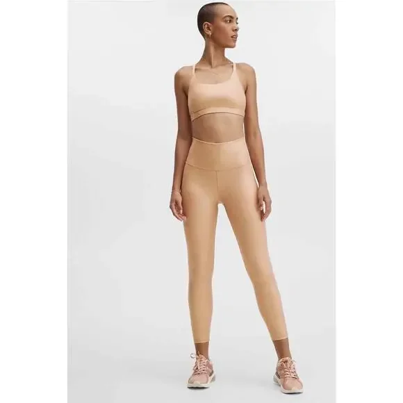 NWT Fabletics Gia Iridescent Low Impact Sports Bra Beige Strappy Racerback S - Picture 4 of 4